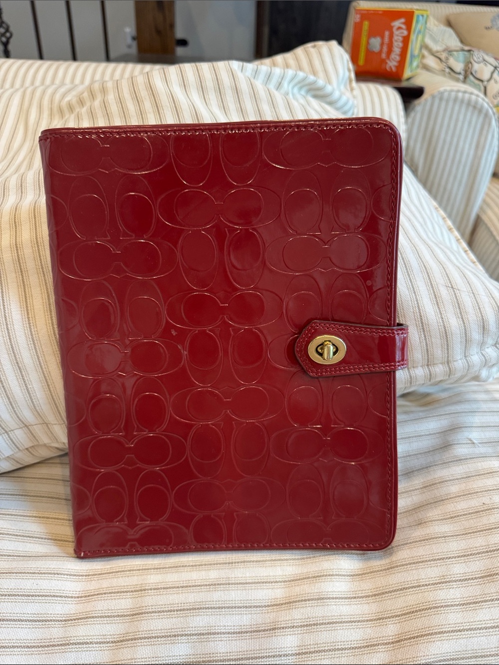 Coach red patent leather turnlock iPad tablet case